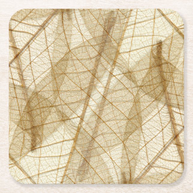 Rustic Earthy Cream Beige Lövs Underlägg Papper Kvadrat (Framsidan)