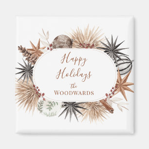 Rustic Earthy Helgdag Botanicals Lycklig Helgdag Magnet