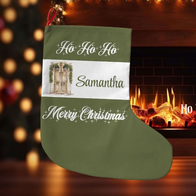 Rustic earthy Scandinavian personalized christmas  Stor Julstrumpa (Rustic earthy Scandinavian personalized christmas stocking

)
