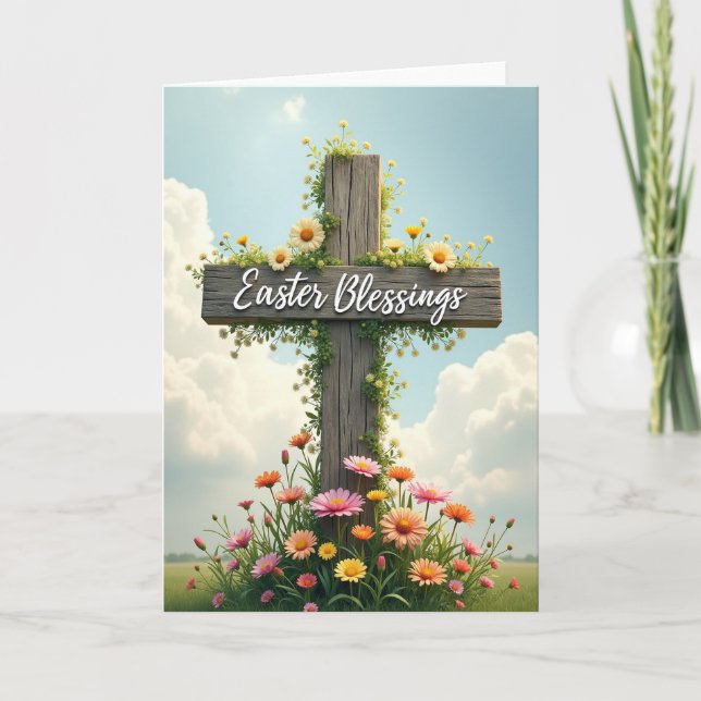 Rustic Easter Blessings Scene Card Kort (Framsida)