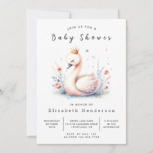 Rustic Editable Svan Baby Shower Inbjudningar