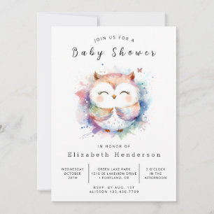 Rustic Editable Uggla Baby Shower Inbjudningar