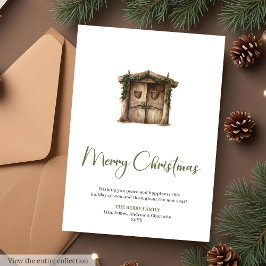 Rustic Editable Warmish Holiday Christmas Greeting Julkort