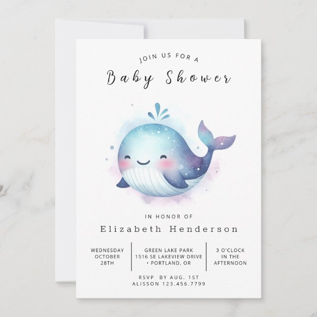 Rustic Editable Whale Baby Shower Inbjudningar (Framsida)
