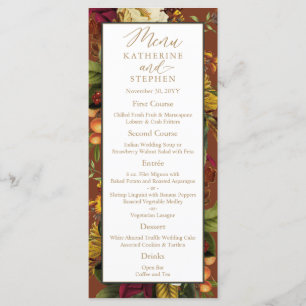 Rustic Elegance Blommigt Bouquet bröllopsmottagnin Meny