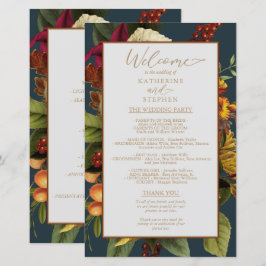 Rustic Elegance Blommigt Bouquet Bröllopsprogram