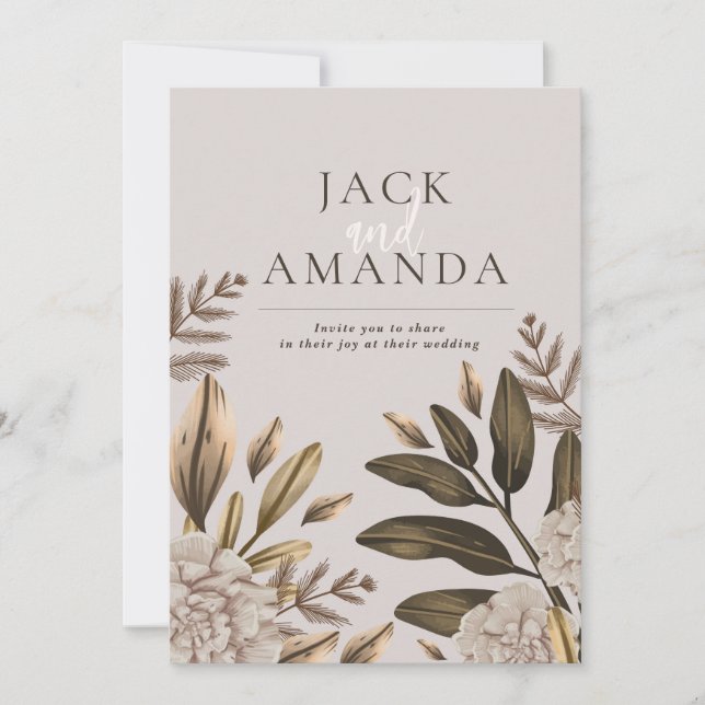 Rustic Elegance Blommigt Classic Wedding-inbjudnin Inbjudningar (Framsida)
