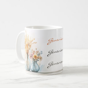 Rustic Elegance Blommigt Namn Anpassningsbar Soft  Kaffemugg