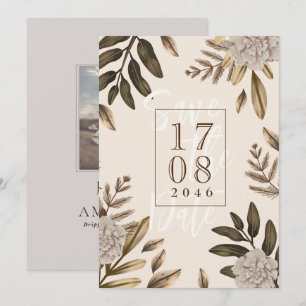 Rustic Elegance Blommigt Spara datuminbjudningar Inbjudningar