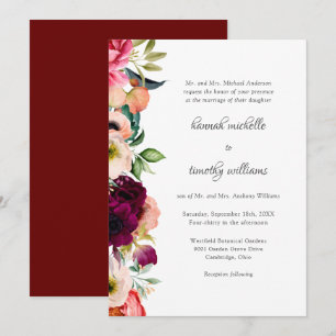 Rustic Elegance Boho Blommigt Watercolor Bröllop Inbjudningar