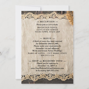 Rustic Elegance Bröllop Burlap Snöre Barnwood Inbjudningar