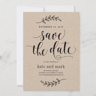 Rustic Elegance Bröllop spara datum Card Kraft Spara Datumet