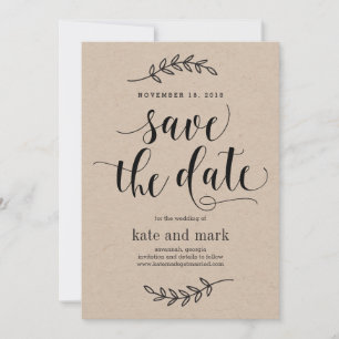 Rustic Elegance Bröllop spara datum Card Kraft Spara Datumet