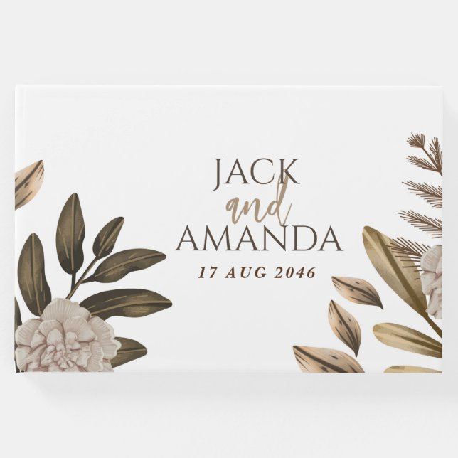 Rustic Elegance Chic Blommigt Bröllop Guestbook Gästböcker (Framsida)