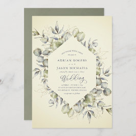 Rustic Elegance Eucalyptus Greenery Bröllop Inbjudningar