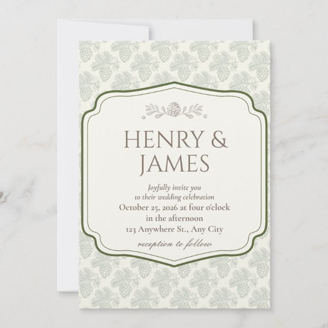 Rustic Elegance Fall Pinecone Inbjudningar (Framsida)