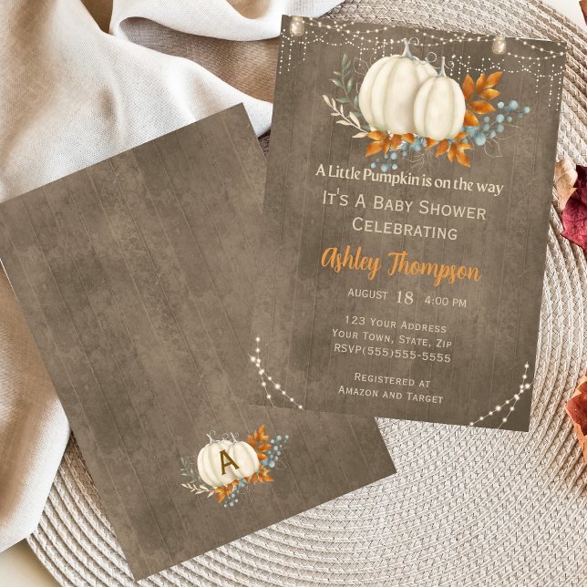 Rustic Elegance Fall Pumpkin Baby Shower Inbjudningar (Skapare uppladdad)