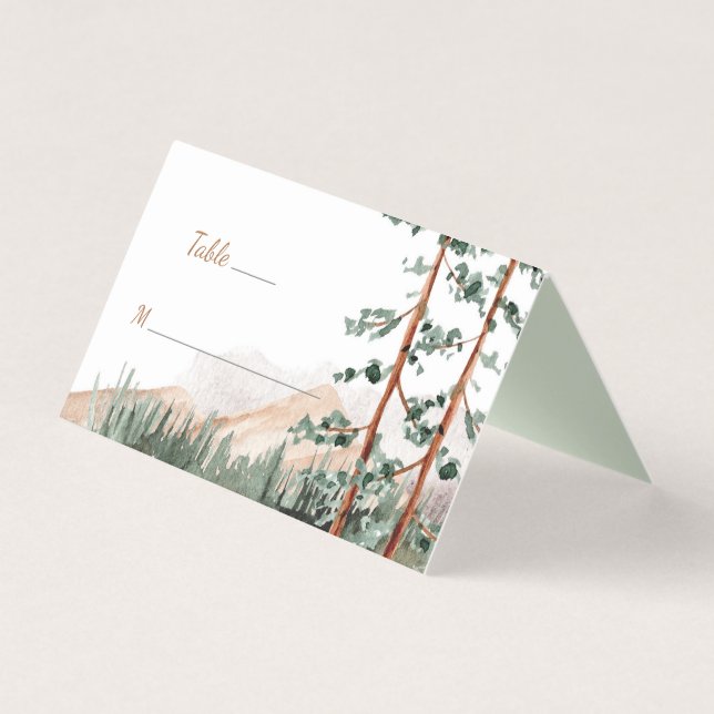 Rustic Elegance Mountains Forest Gräs Spruce Träd Kort (Framsida)