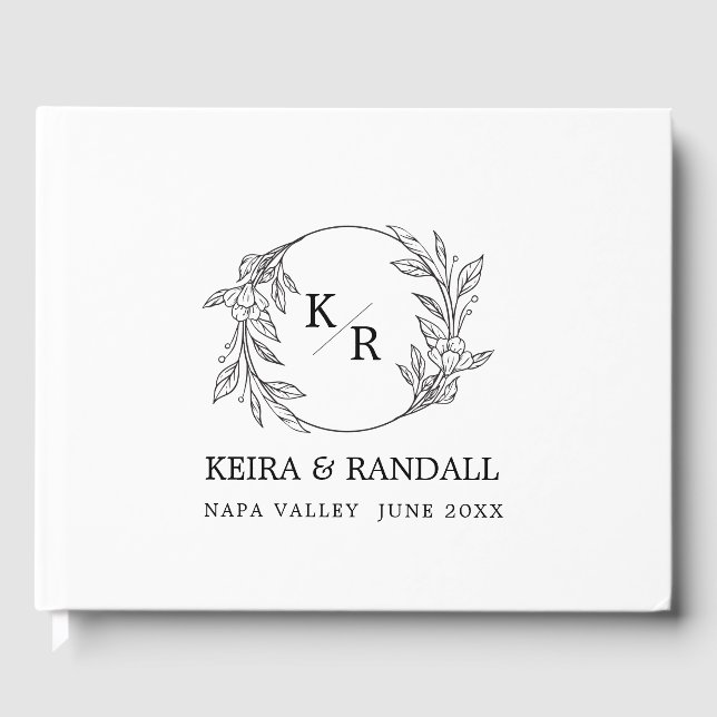 Rustic Elegance: Natural Blommigt and Typography W Gästböcker (Framsida)