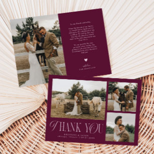 Rustic Elegance Photo Collage Bröllop Cranbery Tack Kort