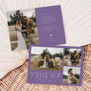 Rustic Elegance Photo Collage Bröllop Lila Tack Kort