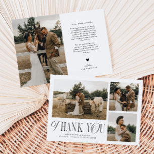 Rustic Elegance Photo Collage Bröllop Tack Kort