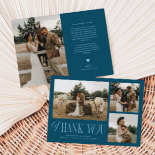 Rustic Elegance Photo Collage Bröllop Teal Tack Kort
