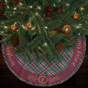 Rustic Elegance Play Cranberry Dk Blue Teal Grönt Julgransmatta Borstad Polyester