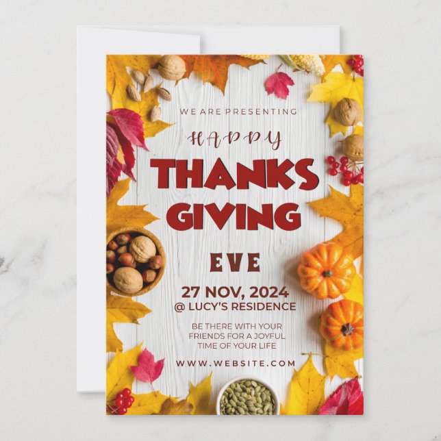 Rustic Elegance Pumpkin Löv & Sizzling Spices Inbjudningar (Framsida)