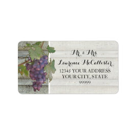Rustic Elegance Red Vin Grapes Wood Bröllop Adressetikett