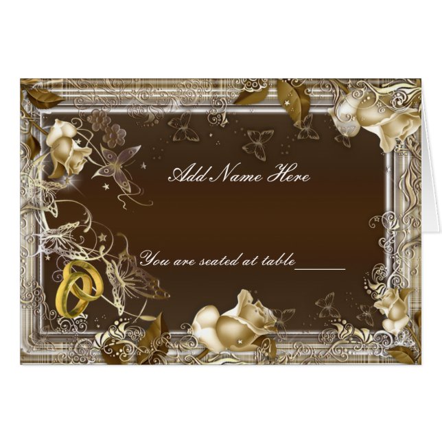 Rustic Elegance Vit ros-mappat Bord-platskort OBS Kort (Framsidan Horizontal)