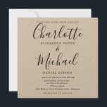 Rustic Elegant Black Script Kraft Bröllop Inbjudningar<br><div class="desc">Med eleganten namnteckning du stil namn tillsammans med ditt foto,  kan den här snyggtens minimalistiska roliga bröllopsinbjudan vara personlig med dina bröllop-detaljer i chicens svarta skrift. Designad av Thisisnotme©</div>