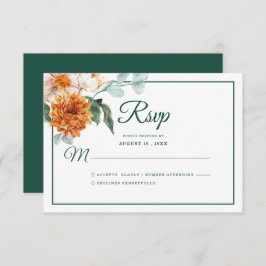 Rustic Elegant Blommigt Emerald Grönt Fall Wedding OSA Kort