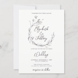 Rustic Elegant Blommigt Sketch Bröllop Inbjudningar