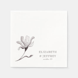 Rustic Elegant Blommigt Sketch Bröllop Pappersservett