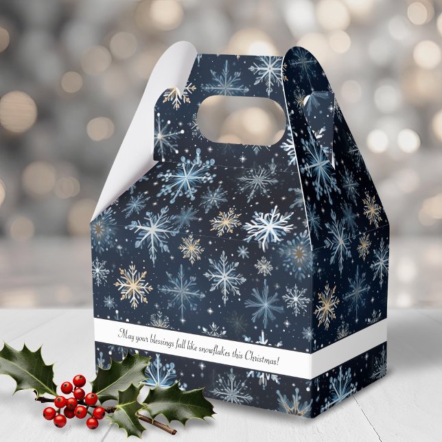 Rustic Elegant Blue Snöflingor Helgdag Presentaskar (Rustic Elegant Blue Snowflakes Holiday Favor Boxes)