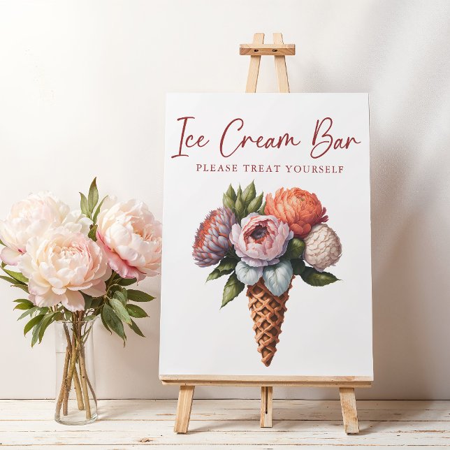 Rustic Elegant Boho Ice Cream Pub Möhippa Reklamblad (Rustic Elegant Boho Ice Cream Bar Bridal Shower Flyer)