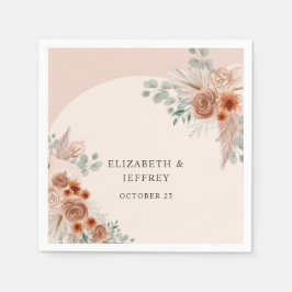 Rustic Elegant Boho Terracotta Pampas Bröllop Pappersservett