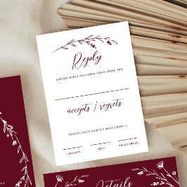 Rustic Elegant Burgundy Wildblomma Bröllop OSA Kort