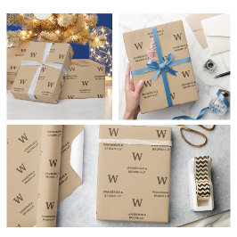 Rustic Elegant Business Monogram Brown Presentpapper