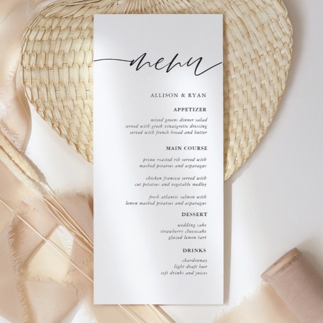 Rustic Elegant Calligraphy Bröllop Menus Meny (Skapare uppladdad)
