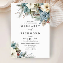 Rustic Elegant Dusty Blue Blommigt Winter Wedding