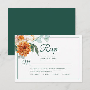 Rustic Elegant Emerald Grönt Blommigt Fall Wedding OSA Kort
