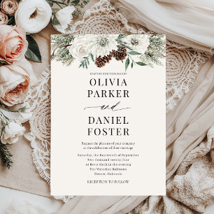 Rustic Elegant Evergreen Winter Wedding Inbjudningar