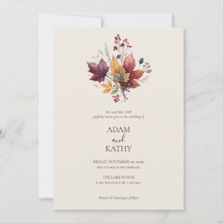Rustic Elegant Fall Botanical Wedding Invitation  Inbjudningar