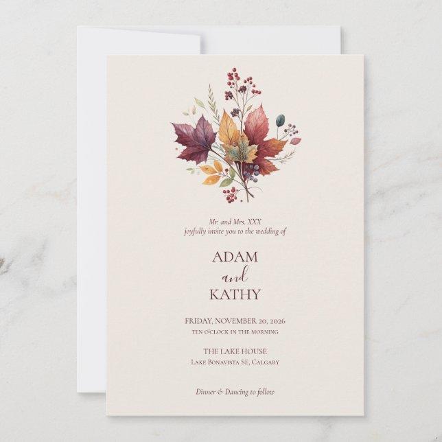 Rustic Elegant Fall Botanical Wedding Invitation  Inbjudningar (Framsida)