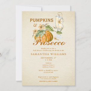 Rustic Elegant Fall Pumpkin Prosecco Möhippa Inbjudningar
