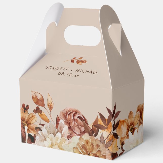 Rustic Elegant Fall Wedding Presentaskar (Rustic Elegant Watercolor Fall Leaves Wedding Favor Boxes by Painted Paperie
)