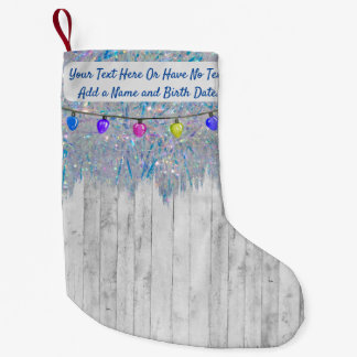 Rustic Elegant Farmhouse Iridescent Rainbow Tinsel Liten Julstrumpa