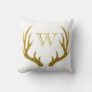 Rustic Elegant Faux Guld Glitter Hjort Antlers Kudde